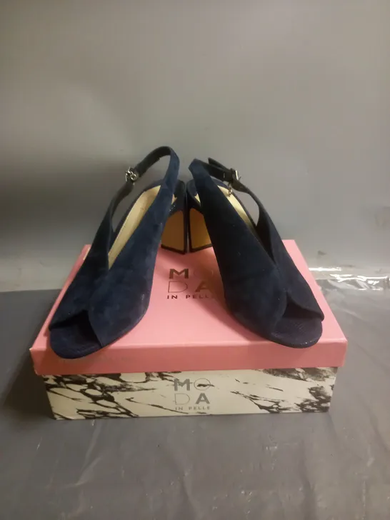 MODA IN PELLE CHRISSI SUEDE PEEP TOE SLINGBACK SANDALS NAVY SIZE EU 39