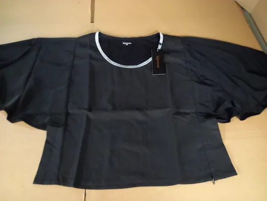 BRAND NEW KINTSUGI CROPPED BLACK TOP WITH BATWING SLEEVES AND HIDDEN SIDE ZIP - 16