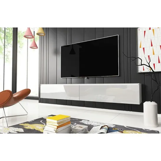 BOXED DOYAL FLOATING TV STAND FOR TVS UP TO 78" - WHITE HIGH GLOSS (1 BOX)