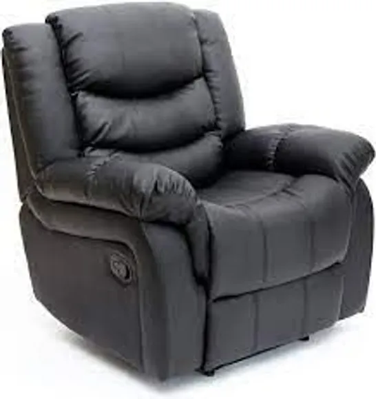 BOXED SEATTLE BLACK FAUX LEATHER MANUAL RECLINING EASY CHAIR (1 BOX) RRP £349.99