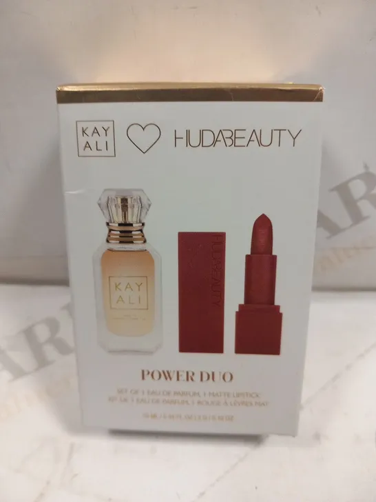 BOXED KAY ALI HUDA BEAUTY POWER DUO EAU DE PARFUM ANDF LIPSTICK SET