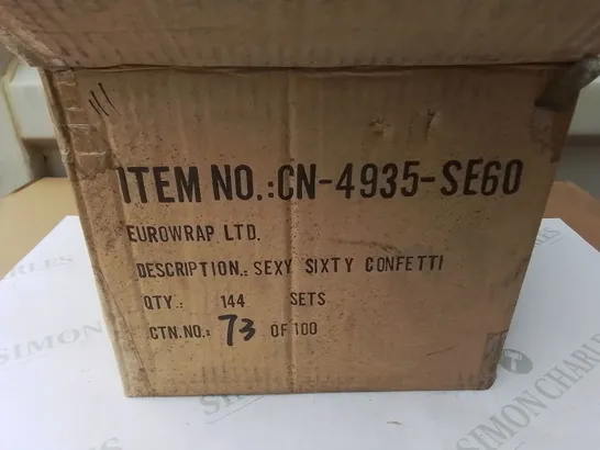 LOT OF 2 BOXES OF BRAND NEW SEXY SIXTY CONFETTI - 144 PIECES PER BOX