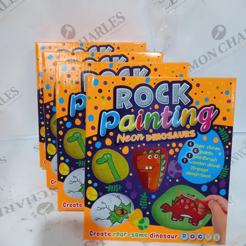 LOT OF 4 ROCK PAINTING NEON DINOSAUR SETS