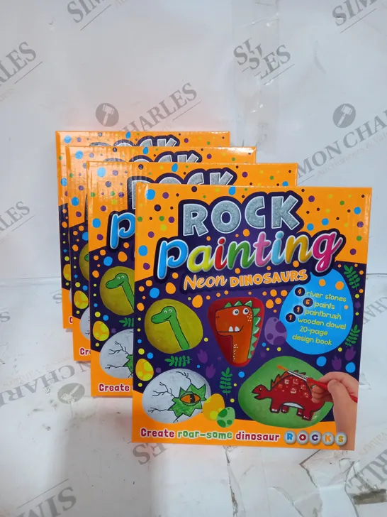 LOT OF 4 ROCK PAINTING NEON DINOSAUR SETS