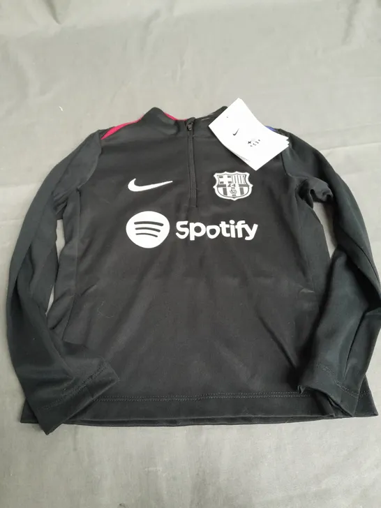 NIKE BARCALONA FOOTBALL CLUB KIDS BLACK QUATER ZIP - XS