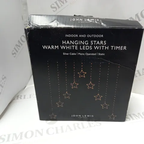 BOXED JOHN LEWIS HANGING STARS WARM WHITE LEDS WITH TIMER