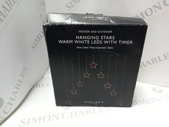 BOXED JOHN LEWIS HANGING STARS WARM WHITE LEDS WITH TIMER