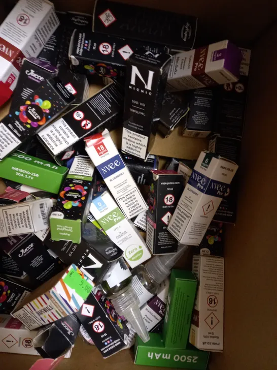 LOT OF APPROX 30 ASSORTED E-CIGARETTE LIQUIDS IN VARIOUS STRENGTHS AND FLAVOURS 