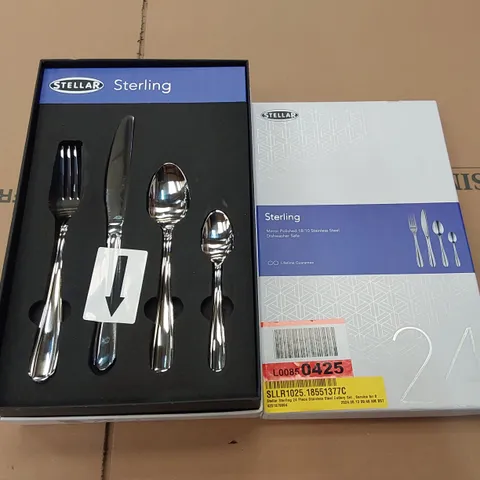 BOXED STELLAR STERLING 24 PIECE STAINLESS STEEL CUTLERY SET - SERVICE FOR 8 (1 BOX)