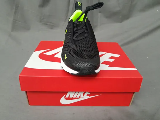 BOXED PAIR OF NIKE AIR MAX 270 PS KIDS SHOES IN BLACK/GREEN UK SIZE 11.5