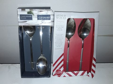 LOT OF 2 BOXED PAIRS OF SERVING SPOONS - VINERS AND ARTHUR WOOD