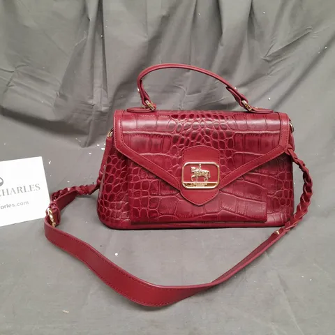 paul costelloe dressage ladies croc red leather handbag 