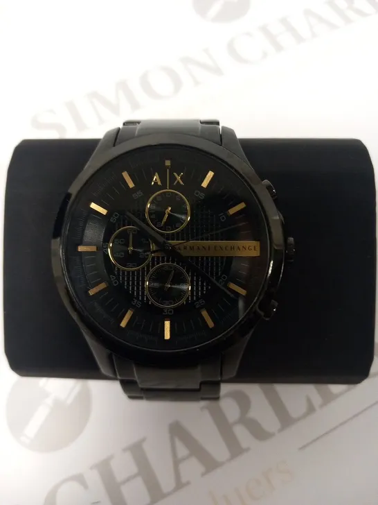 BOXED ARMANI EXCHANGE GUN METAL WRIST WATCH