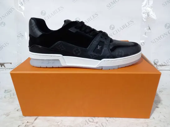 BOXED PAIR OF LOUIS VUITTON TRAINERS IN BLACK SIZE UNSPECIFIED