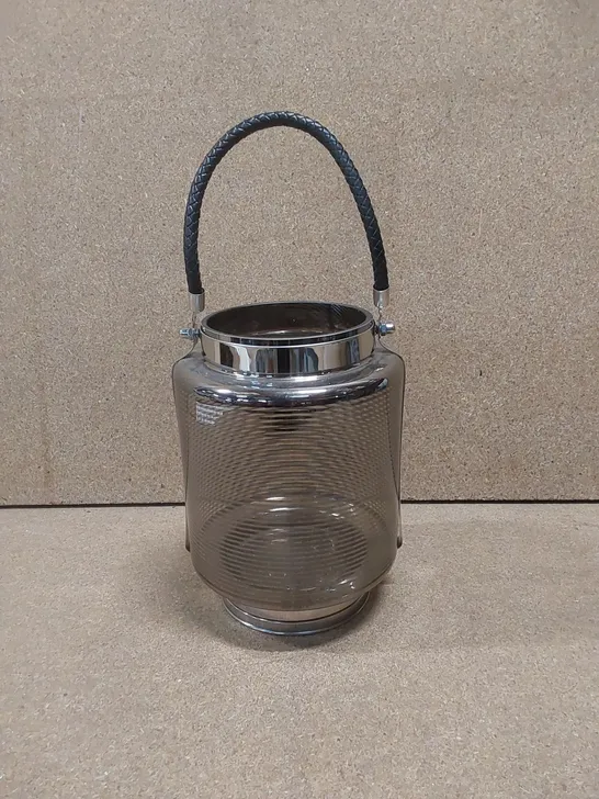 DESIGNER METAL AND GLASS LANTERN