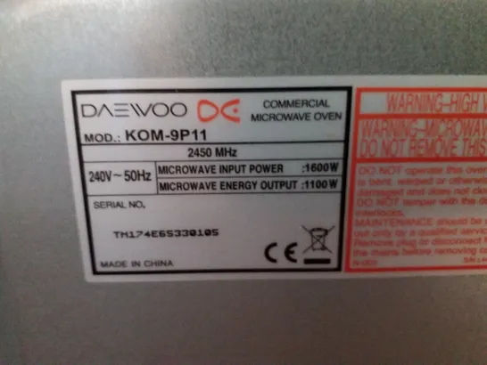 DAEWOO KOM-9P11 COMMERCIAL MICROWAVE OVEN