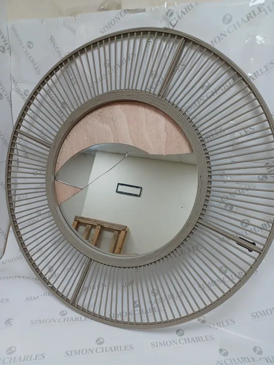 K BY KELLY HOPPEN BAMBOO TAUPE CIRCULAR MIRROR - COLLECTION ONLY