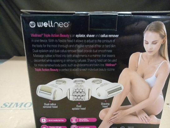 BOXED WELLNEO TRIPLE ACTION BEAUTY EPILATOR, SHAVER AND CALLUS REMOVER