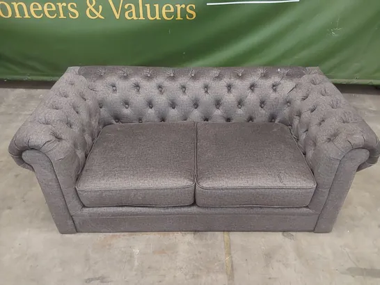 HAMPTON VELVET PLUSH GREY 2 SEATER CHESTERFIELD SOFA