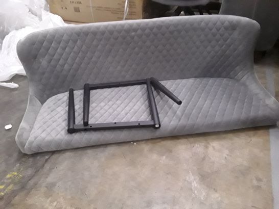 DESIGNER GREY QUILTED FABRIC UPHOLSTERED BENCH SEAT