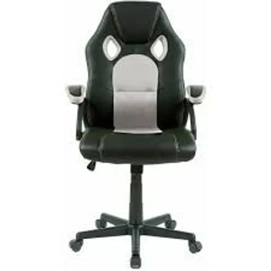 BOXED NEO BLACK FAUX LEATHER SWIVEL RACE OFFICE CHAIR (1 BOX)