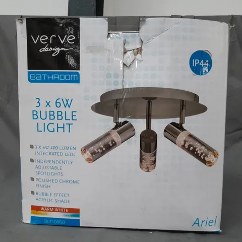 BOXED VERVE DESIGN ARIEL 3 BUBBLE LIGHT CEILING FIXTURE IN POLISHED CHROME FINISH