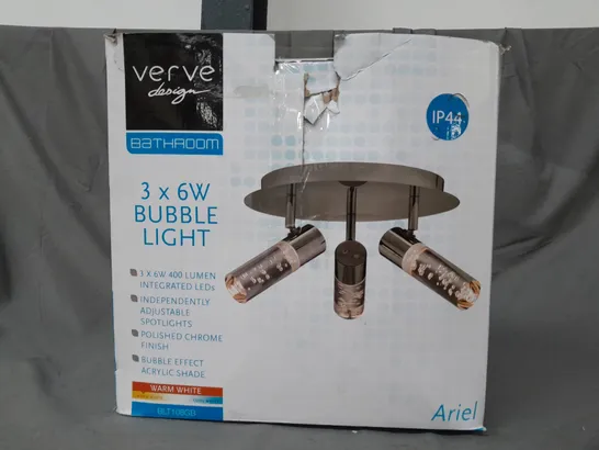 BOXED VERVE DESIGN ARIEL 3 BUBBLE LIGHT CEILING FIXTURE IN POLISHED CHROME FINISH