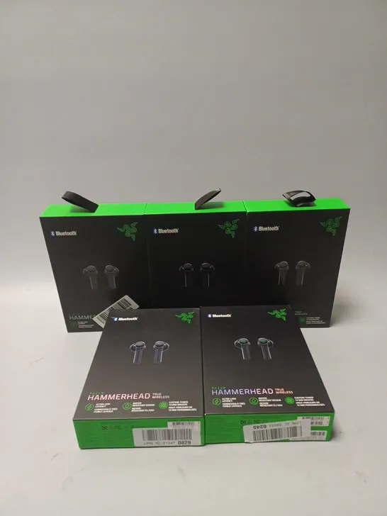 LOT OF 5 RAZER HAMMERHEAD TRUE WIRELESS - WIRELESS EARBUDS BLUETOOTH 5.0