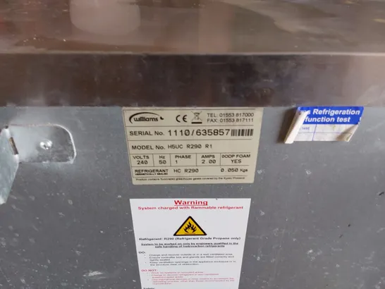 WILLIAMS H5UC R290 R1 STAINLESS STEEL COMMERCIAL UNDER COUNTER FRIDGE