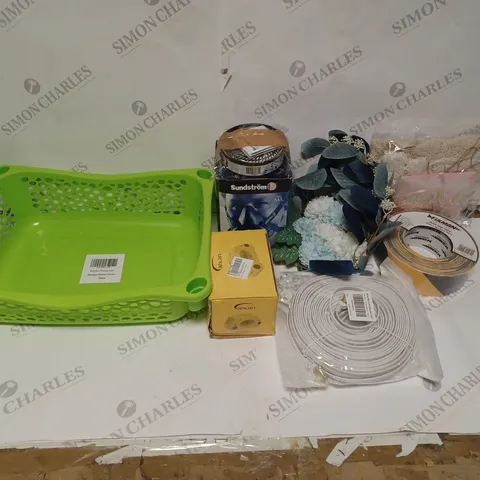 APPROXIMATELY 15 HOUSEHOLD PRODUCTS TO CONTAIN CAT8 ETHERNET CABLE, STORAGE BASKET, SUNDSTROM HALF MASK ETC  