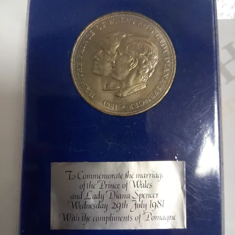 MARRIAGE OF PRINCE OF WALES AND LADY DIANA SPENCER COMMEMORATIVE COIN - 1981