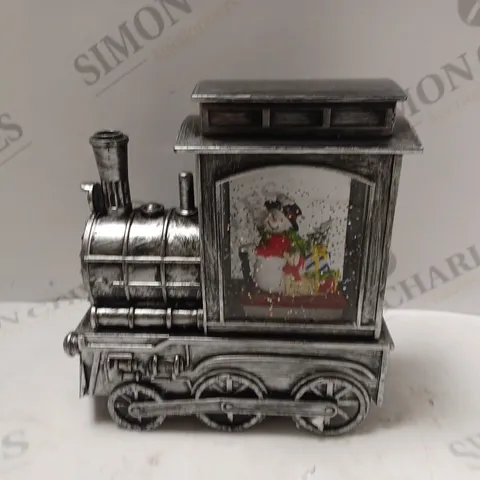 BOXED GLENEAGLES CHRISTMAS MAGIC CHRISTMAS SCENE DECORATIVE PIECE (SNOWMAN TRAIN) - SILVER COLOUR