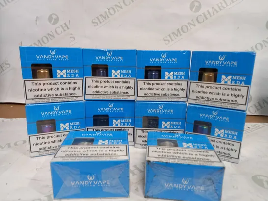 BOX OF APPROX 10 VANDY VAPE MESH RDA IN ASSORTED COLOURS- BLACK/SILVER/BLUE