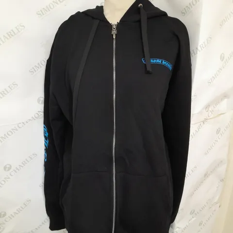 CHROME HEARTS PRINTED ZIP UP HOODIE IN BLACK/BLUE SIZE XXL