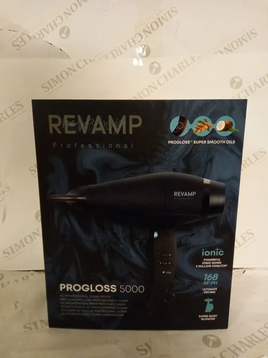 BRAND NEW BOXED REVAMP PROGLOSS 5000 AC PROFESSIONAL 2400W DRYER DR-5000-GB