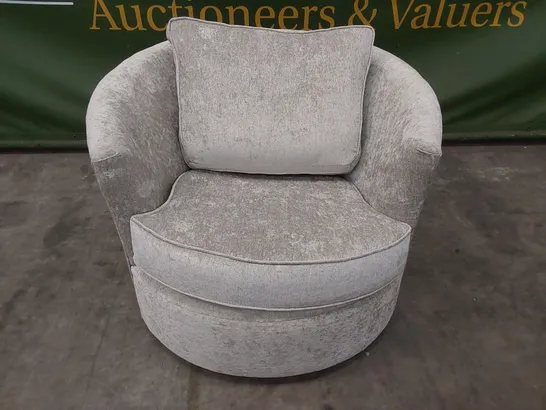 QUALITY DESIGNER FABRIC UPHOLSTERED 360° SWIVEL CUDDLE CHAIR 