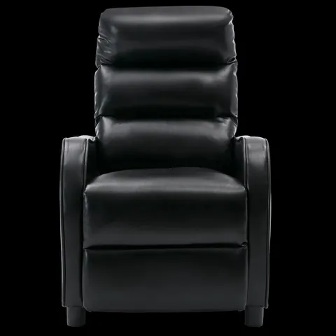 BOXED DESIGNER BLACK LEATHER PUSHBACK RECLINING EASY CHAIR