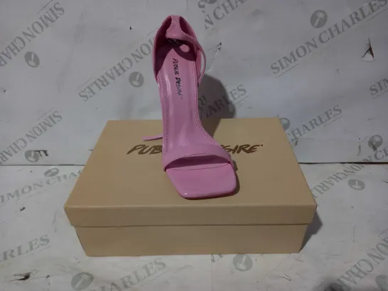 BOXED PAIR OF PUBLIC DESIRE STILETTO HEELED SANDALS IN PINK UK SIZE 3