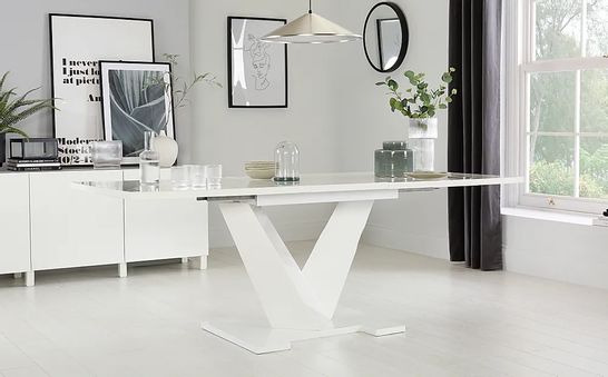 BOXED TURIN WHITE HIGH GLOSS 160-200CM EXTENDING DINING TABLE (4 BOXES)