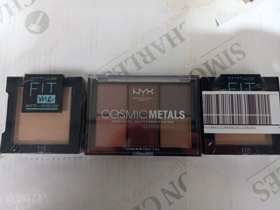LOT OF 3 MAKE UP ITEMS TO INCLUDE NYX COSMIC METALS SHADOW PALLETTES & MAYBELLINE FIT ME MATTE PORELESS POWDER RRP £22.5