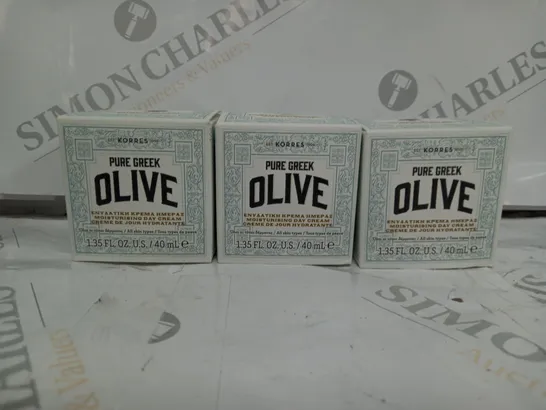 3 X BOXED PURE GREEK OLIVE MOISTURISING DAY CREAM