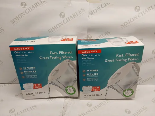 BOX OF APPROXIMATELY 2X BRAND NEW AQUA OPTIMA 2.8L WATER FILTER JUG SETS WITH 3X WATER FILTERS EACH