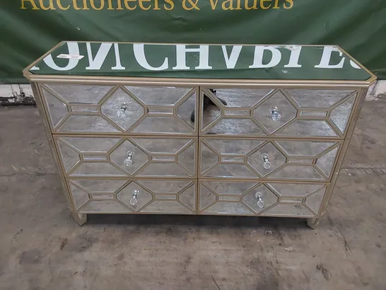 DESIGNER MIRRORED 6-DRAWER CHEST OF DRAWERS 