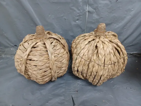 WICKER-EFFECT SET OF 2 PUMPKINS RRP £25.99