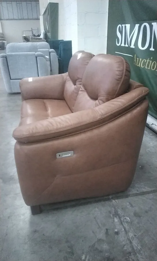 QUALITY G-PLAN BRITISH MADE HARDWOOD FRAMED JACKSON TWO SEATER DALLAS TAN LEATHER POWER RECLINING SOFA