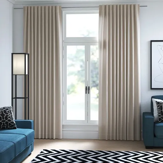 DESIGNER KLEIN TAB TOP BLACKOUT CURTAINS COLOUR: BEIGE 