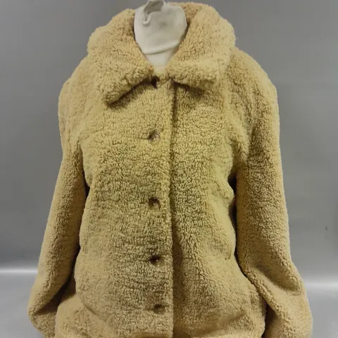 DANNII MINOGUE BUTTONED TEDDY FLEECE COAT SIZE UNSPECIFIED