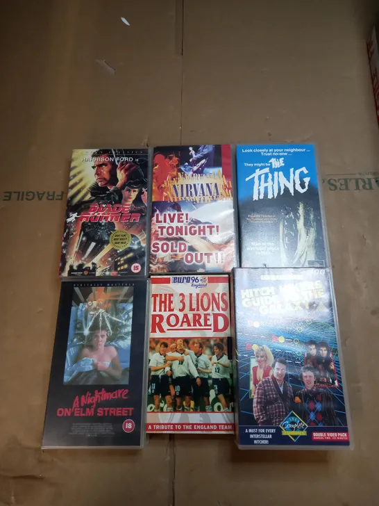 BOX OF APPROXIMATELY 20 ASSORTED VHS TAPES TO INCLUDE BLADE RUNNER, THE EXORCIST, THE THING ETC