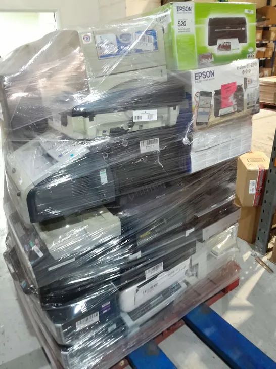 PALLET OF APPROXIMATELY 35 ASSORTED ESPON WF-3620 PRINTERS , HP PRINTERS AND BROTHER FAX 1360 , ETC - COLLECTION ONLY 