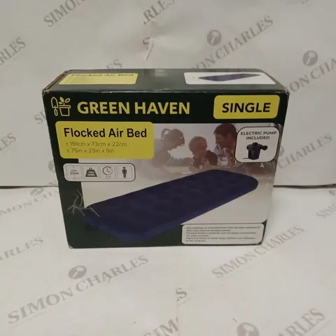 SINGLE GREEN HAVEN FLOCKED AIR BED 